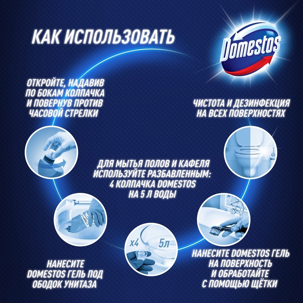 Универсальное cредство Domestos Свежесть Атлантики 1 л купить в  интернет-магазине, цены на Мегамаркет