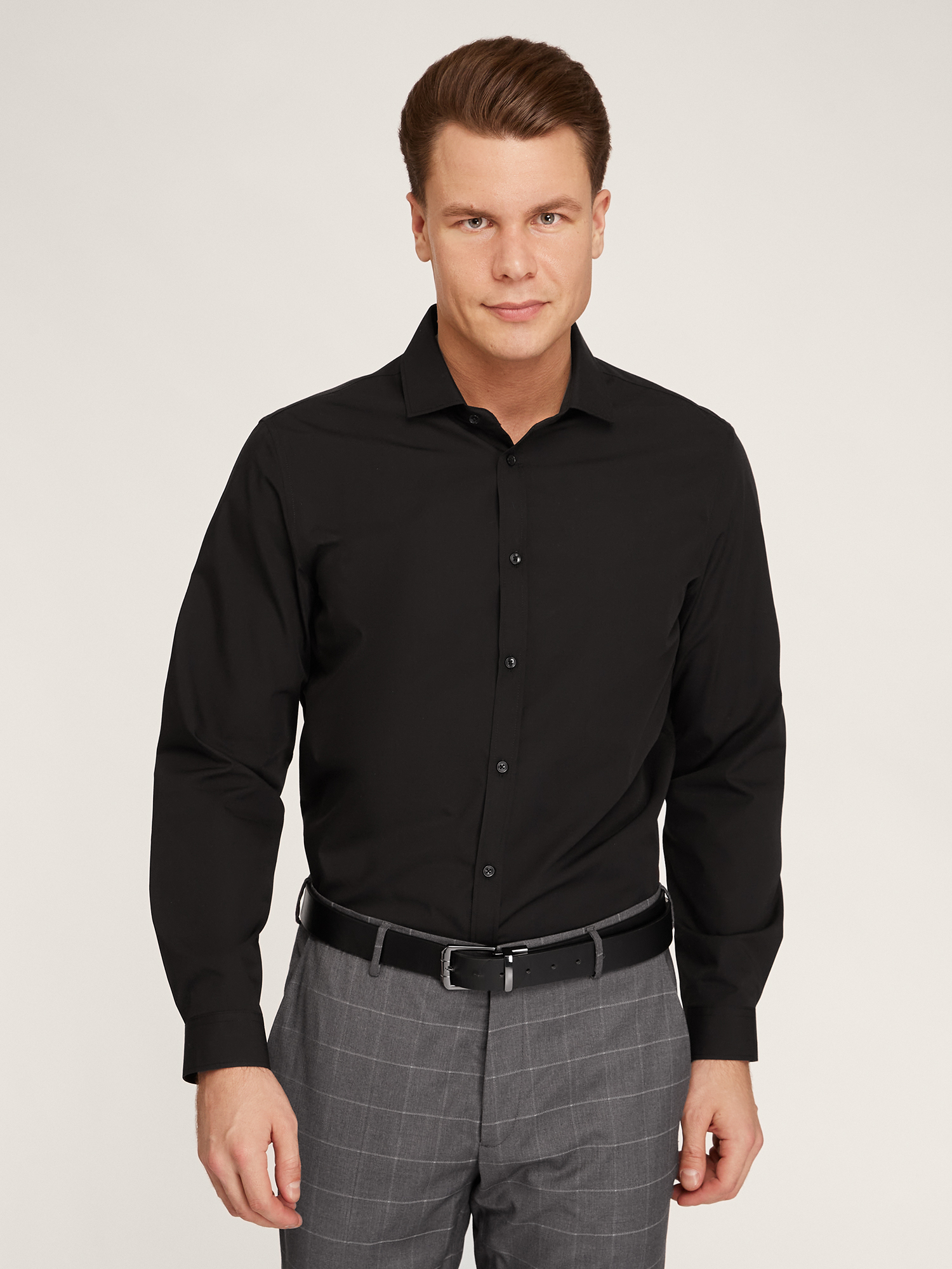 Рубашка мужская oodji 3B110034M-1 черная L - купить в Москве, цены на Мегамаркет | 100032492671