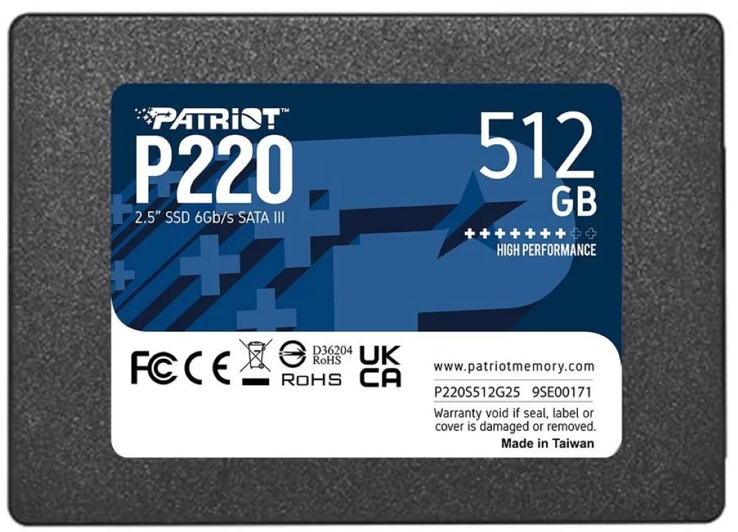 SSD накопитель Patriot Memory P220 2.5" 512GB (P220S512G25), купить в Москве, цены в интернет-магазинах на Мегамаркет