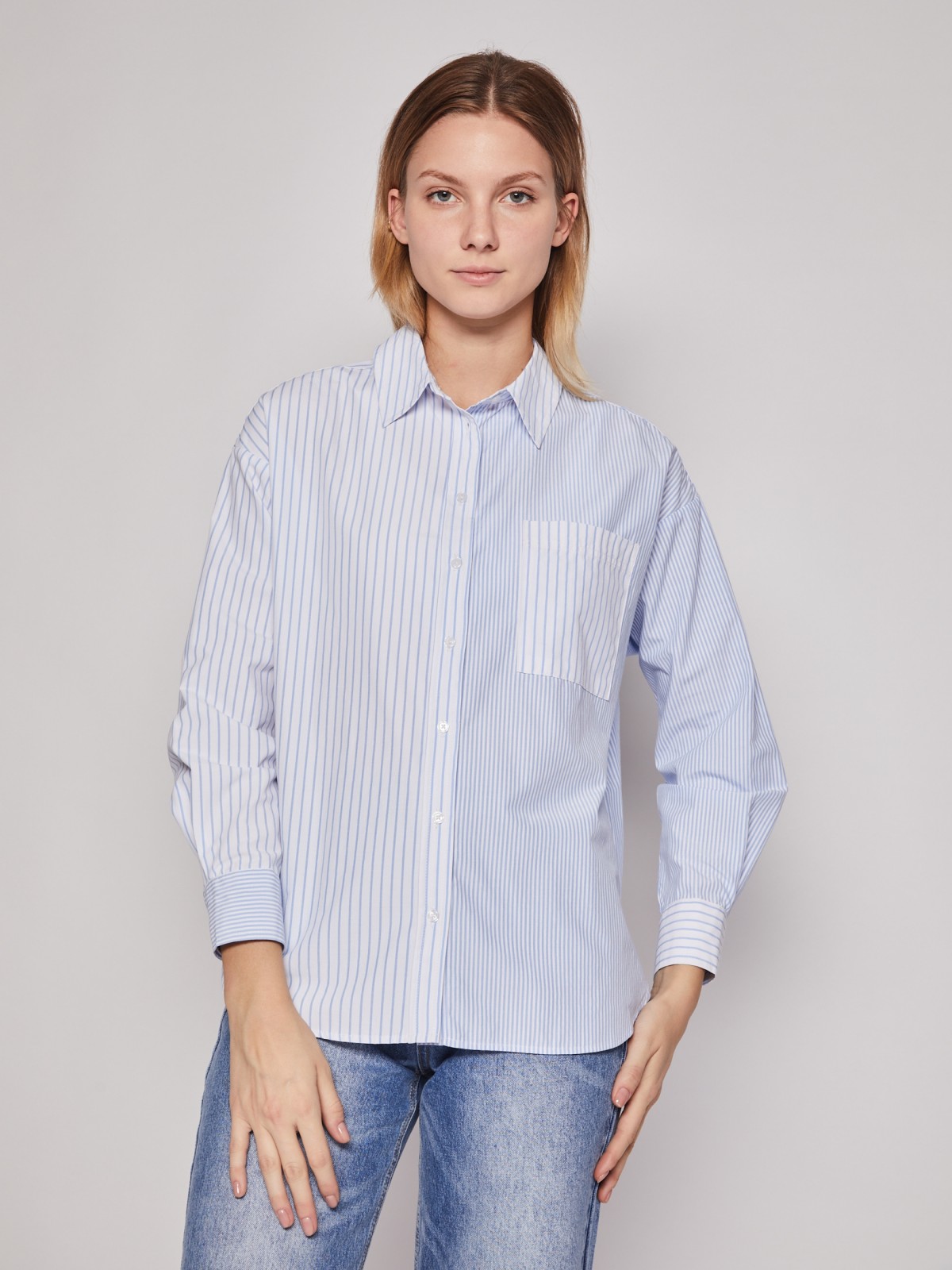 Рубашка женская Zolla 022131159153 голубая M
