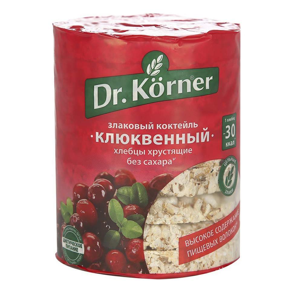 Хлебцы пшенично-рисовые Dr. Korner Злаковый коктейль клюквенный 100 г