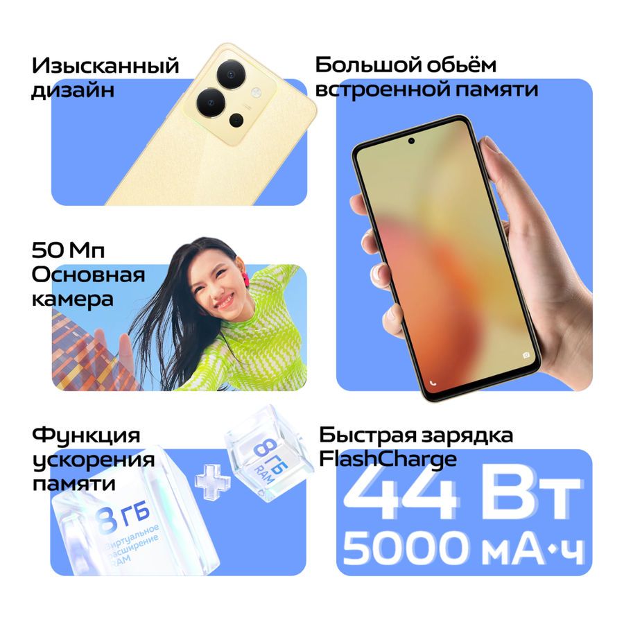 Смартфон Vivo Y36 8/256GB Black - купить в Комфортный дом, цена на  Мегамаркет