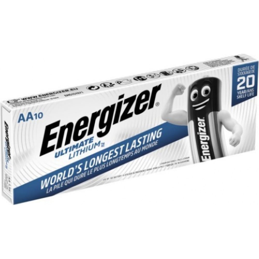 Батарейка AA литиевая Energizer Lithium Ultimate FR 6-10BL 1.5V в коробке 10шт. FR6 10BL - купить в Москве, цены на Мегамаркет | 600014123222