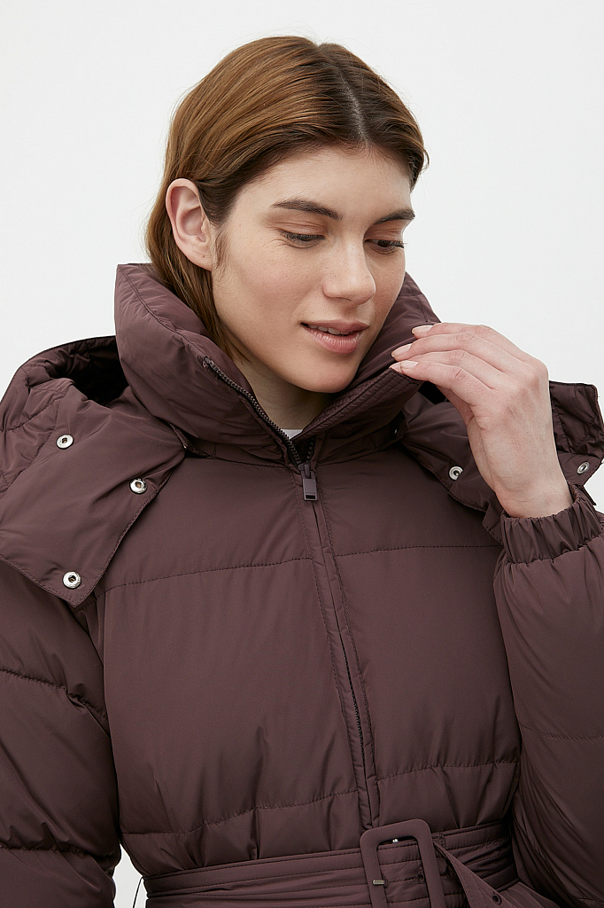 Утепленное пальто женское Finn Flare FWB11007 бордовое S