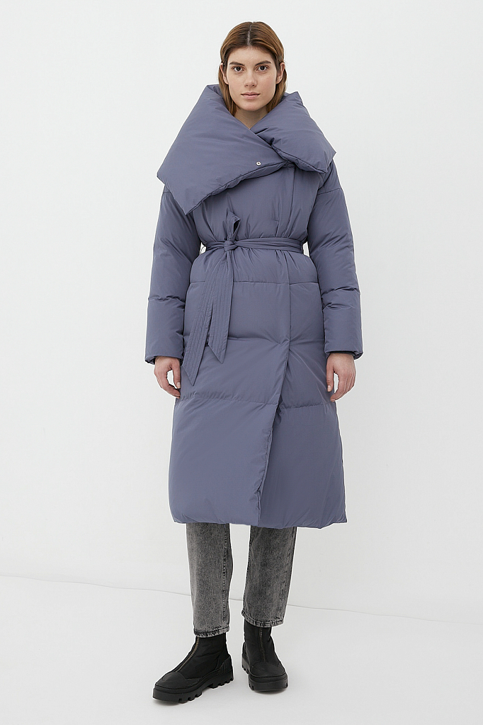 Утепленное пальто женское Finn Flare FWB110121 синее XS/S