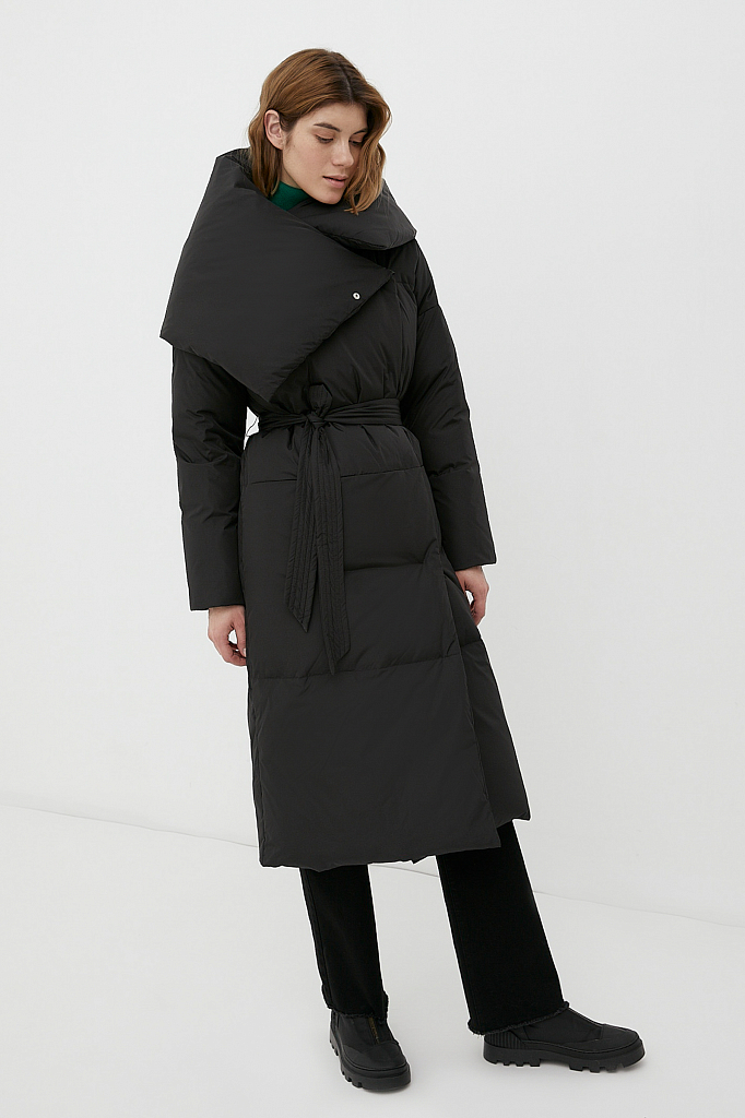 Утепленное пальто женское Finn Flare FWB110121 черное M/L