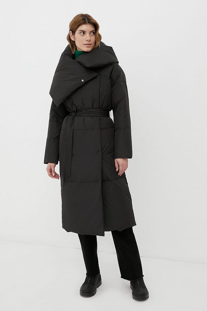 Утепленное пальто женское Finn Flare FWB110121 черное XL/2XL