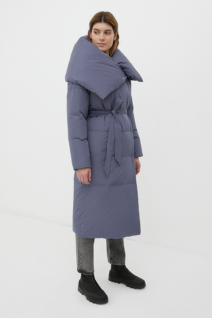 Утепленное пальто женское Finn Flare FWB110121 синее M/L