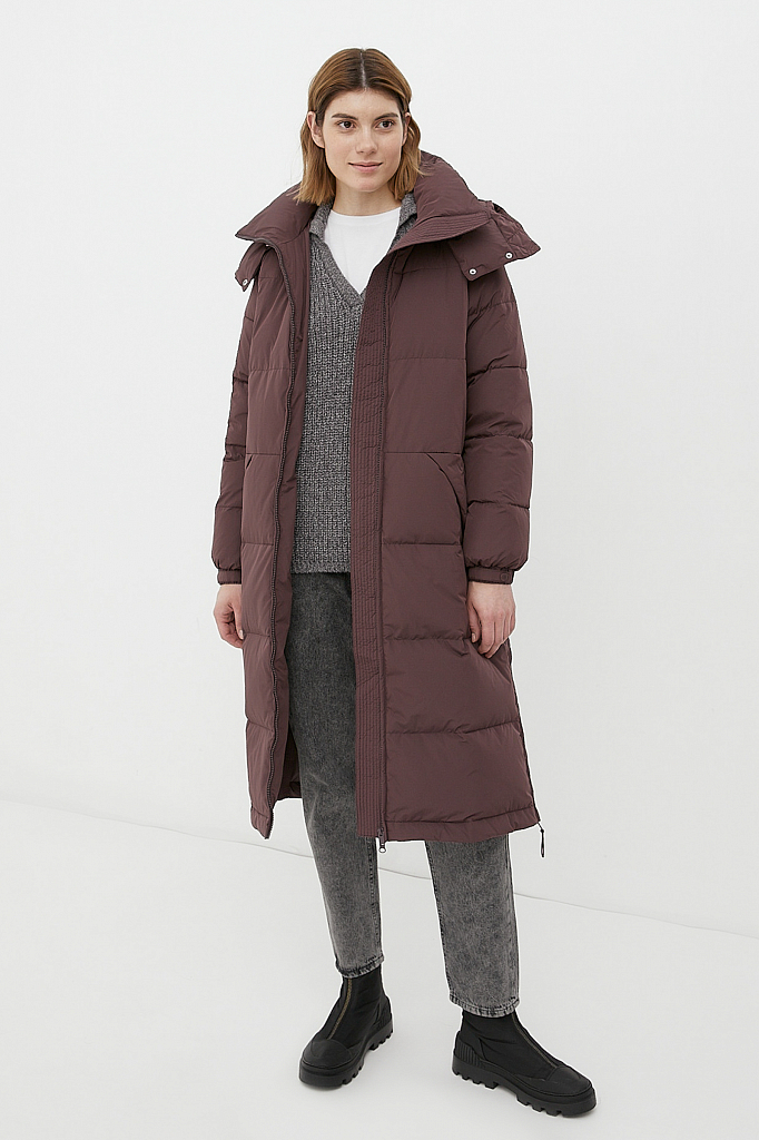 Утепленное пальто женское Finn Flare FWB11007 бордовое XS