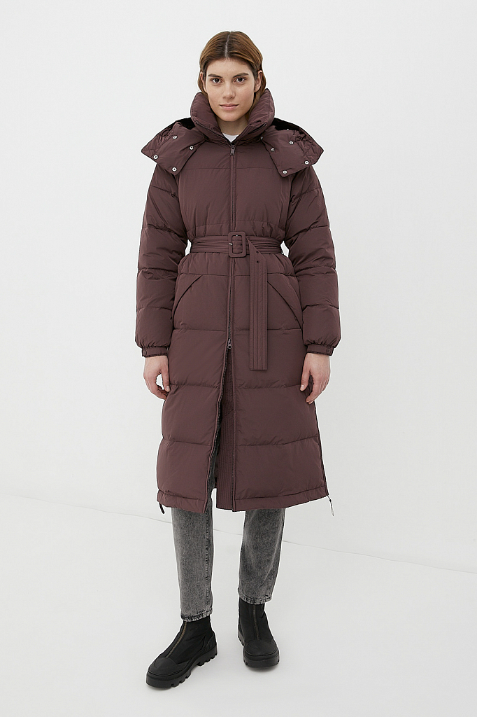 Утепленное пальто женское Finn Flare FWB11007 бордовое 2XL