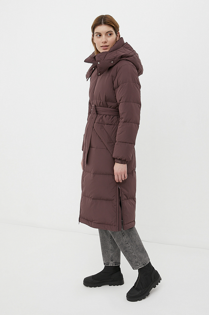 Утепленное пальто женское Finn Flare FWB11007 бордовое 2XL