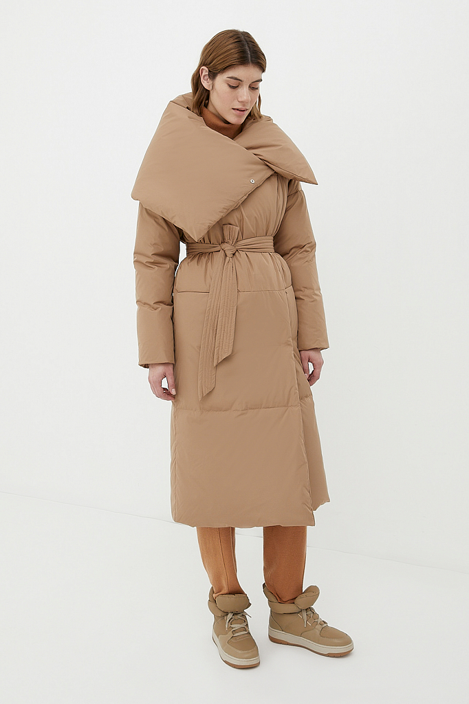 Утепленное пальто женское Finn Flare FWB110121 бежевое XS/S
