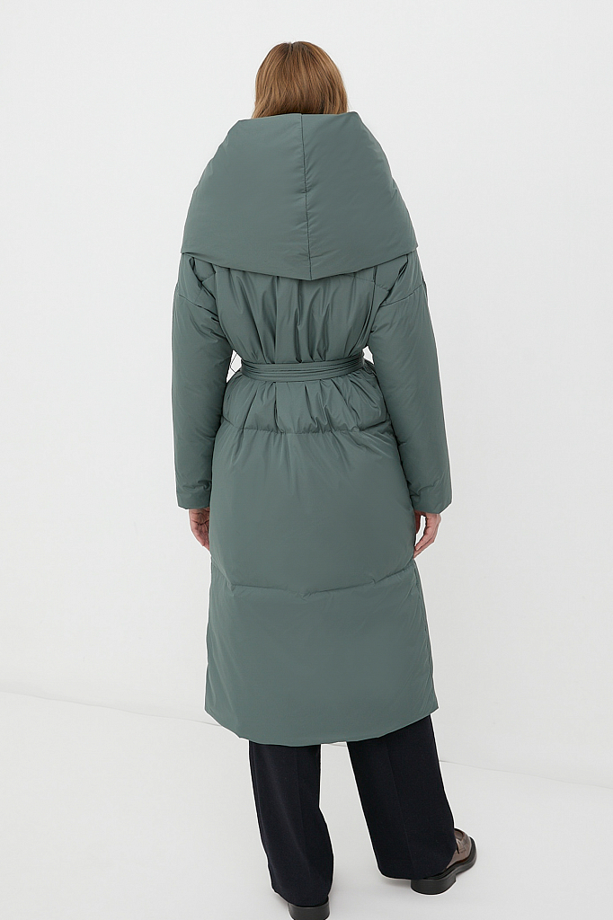 Утепленное пальто женское Finn Flare FWB110121 зеленое M/L