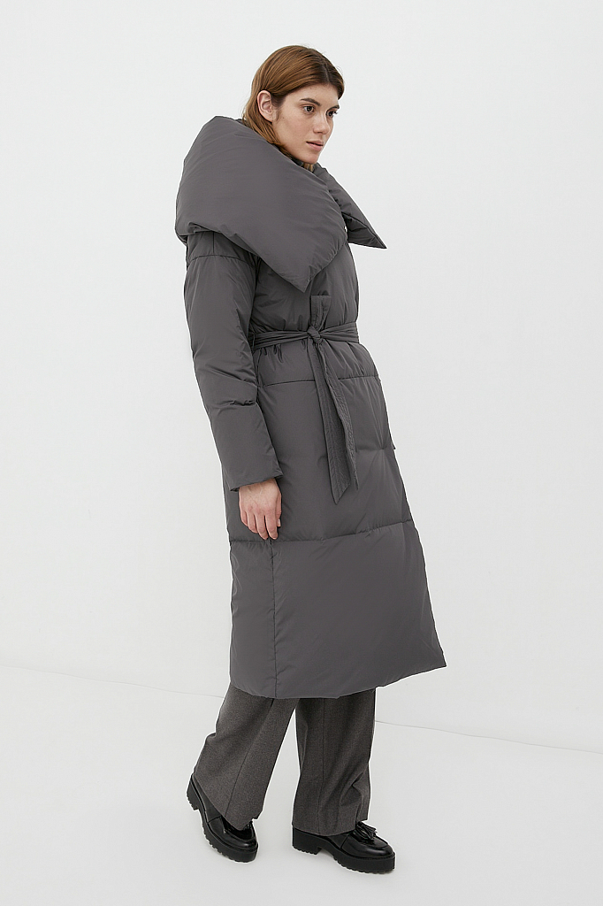 Утепленное пальто женское Finn Flare FWB110121 серое XL/2XL