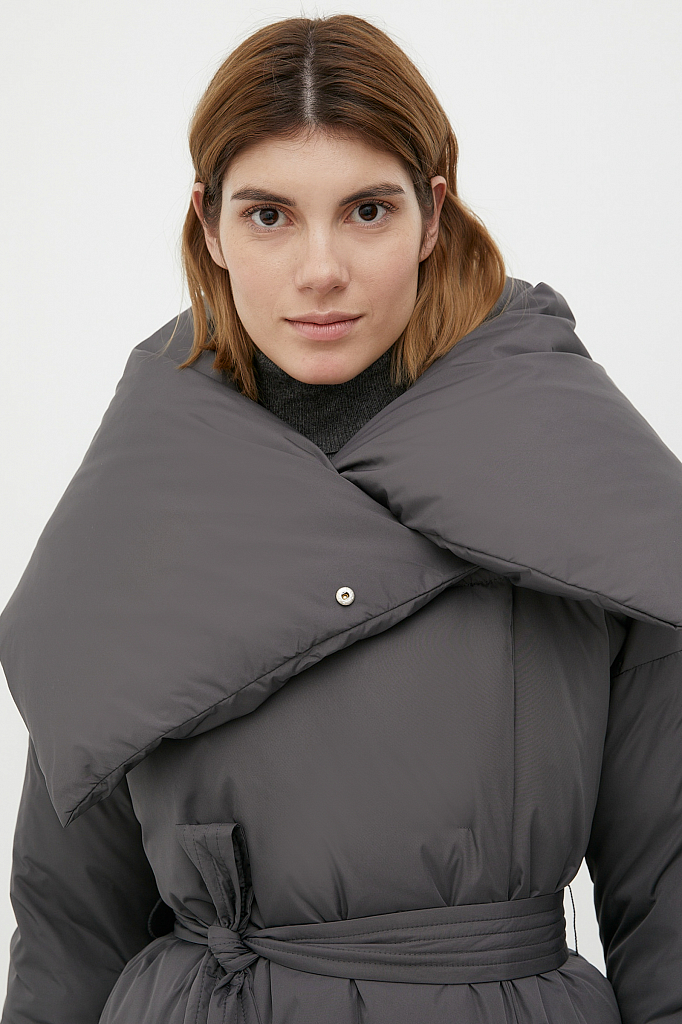 Утепленное пальто женское Finn Flare FWB110121 серое M/L