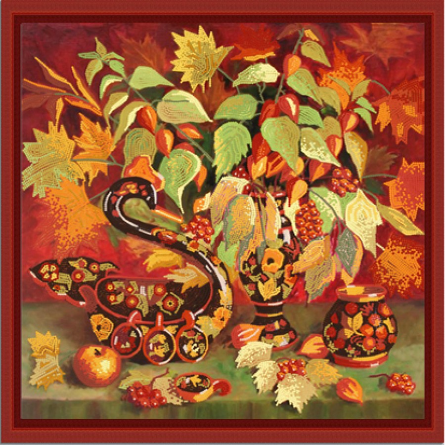 Схемы для вышивания бисером Осенний натюрморт 8416, 40x40 см от Конёк