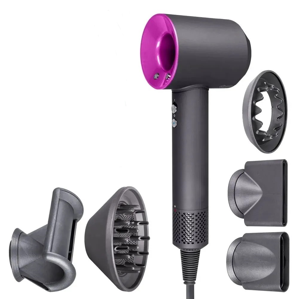 Фен Super Hair Dryer 1600 Вт розовый, серебристый - купить в OiShop, цена на Мегамаркет