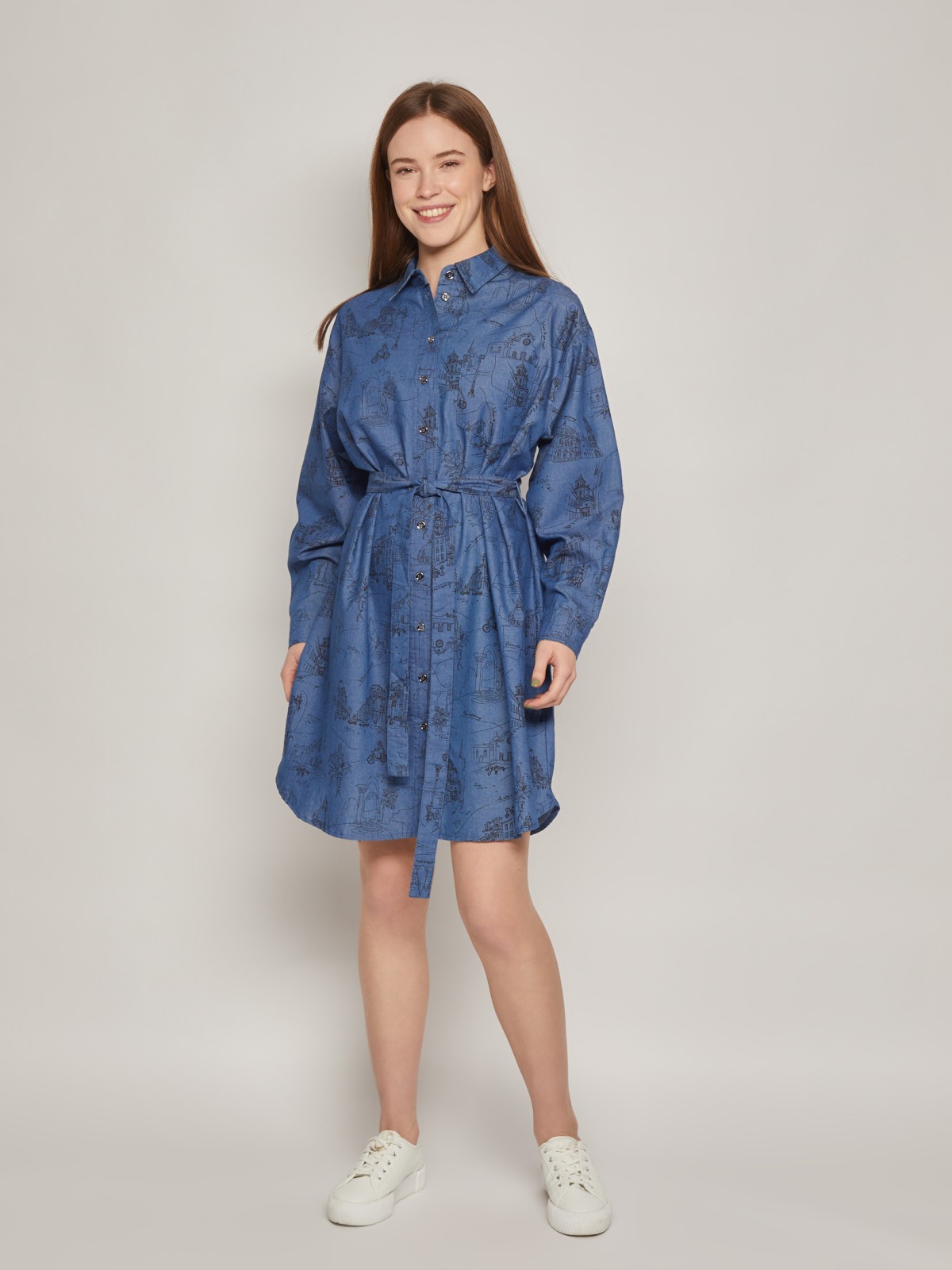 Платье женское Zolla 022128239083 голубое XL