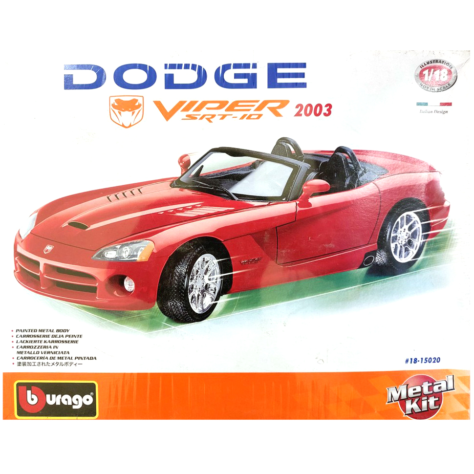 Сборная металлическая машинка BBURAGO Dodge Viper SRT-10, масштаб 1/18,  18-15020 – купить в Москве, цены в интернет-магазинах на Мегамаркет