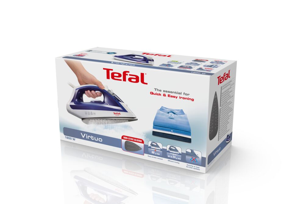 Утюг tefal virtuo fv1711e0 синий белый