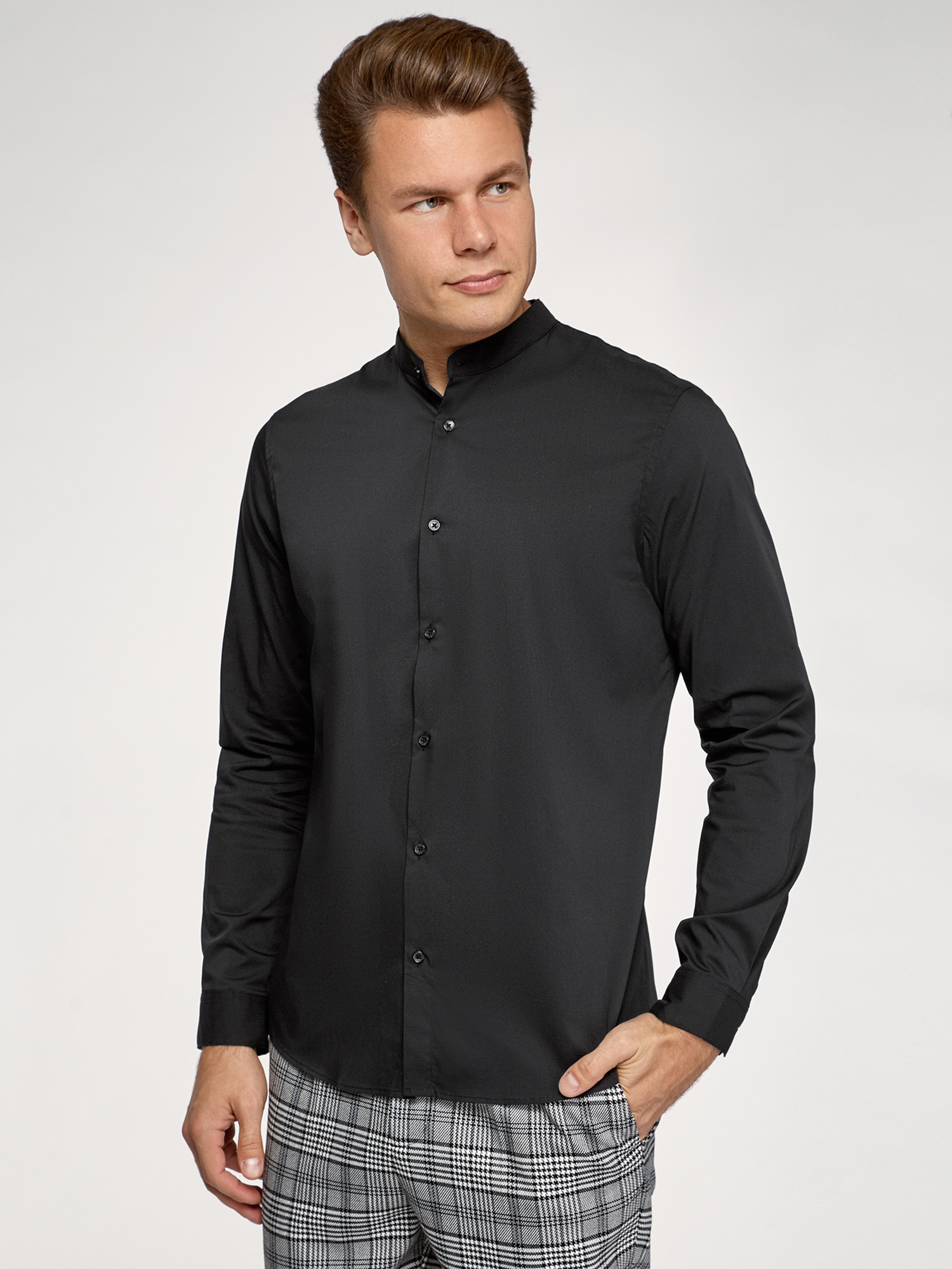 Рубашка мужская oodji 3B140004M черная S - купить в Москве, цены на Мегамаркет | 100032493812