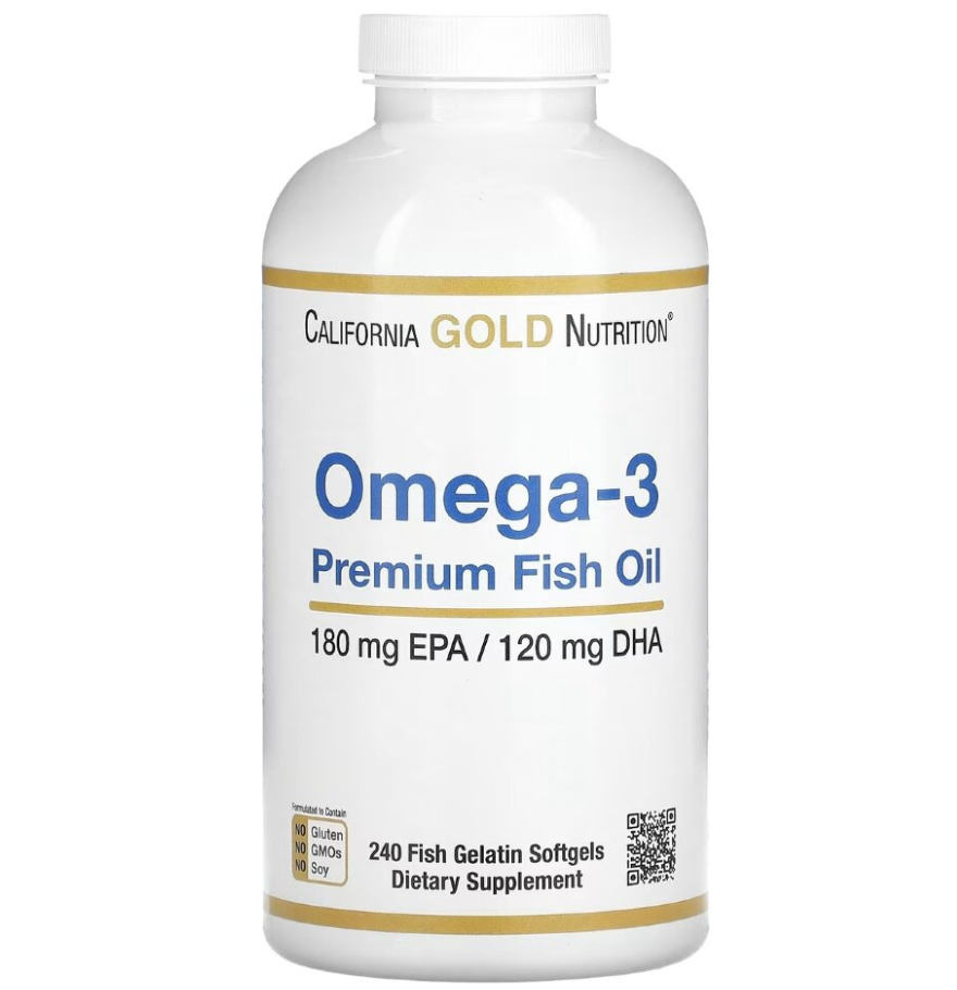 California Gold Nutrition Omega 3 Premium Fish Oil 1000 mg 240 softgels - купить в Фактор энергии, цена на Мегамаркет