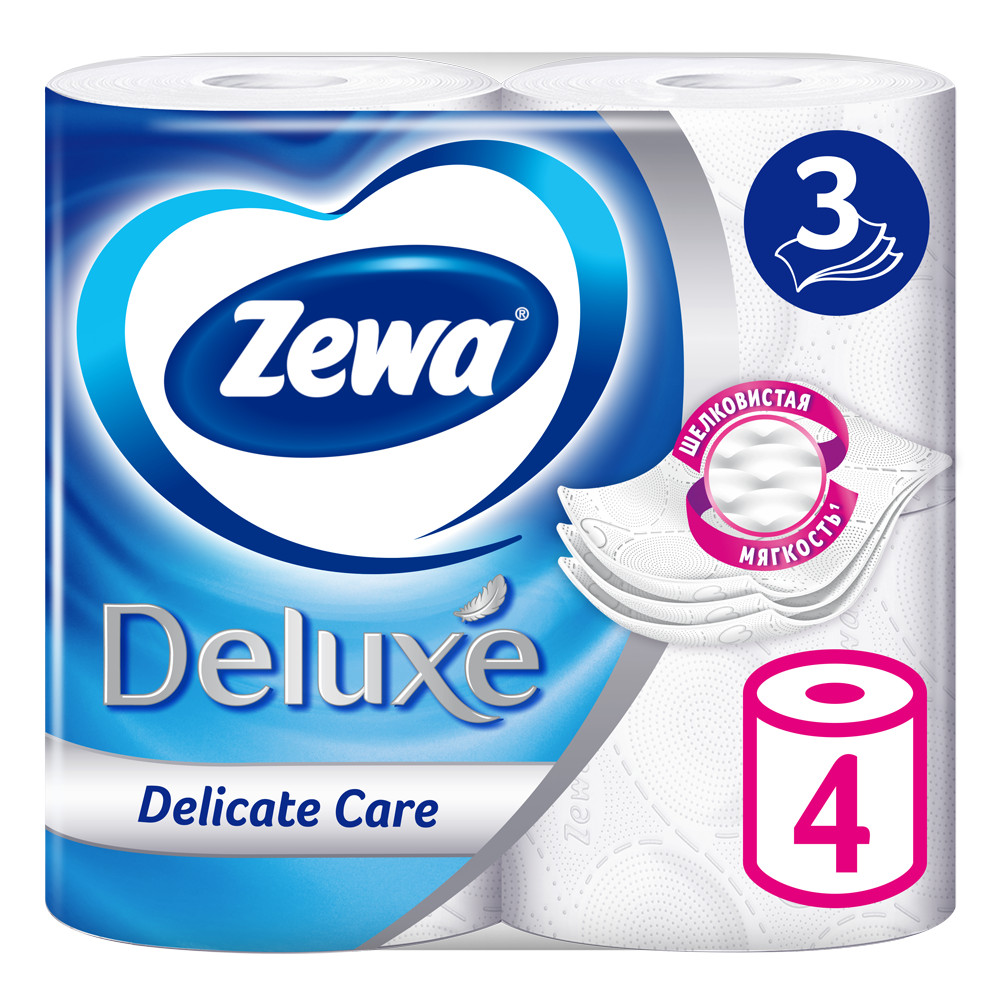 Туалетная бумага Zewa Deluxe Белая, 3 слоя, 4 рулона - отзывы покупателей  на Мегамаркет | туалетная бумага 3228