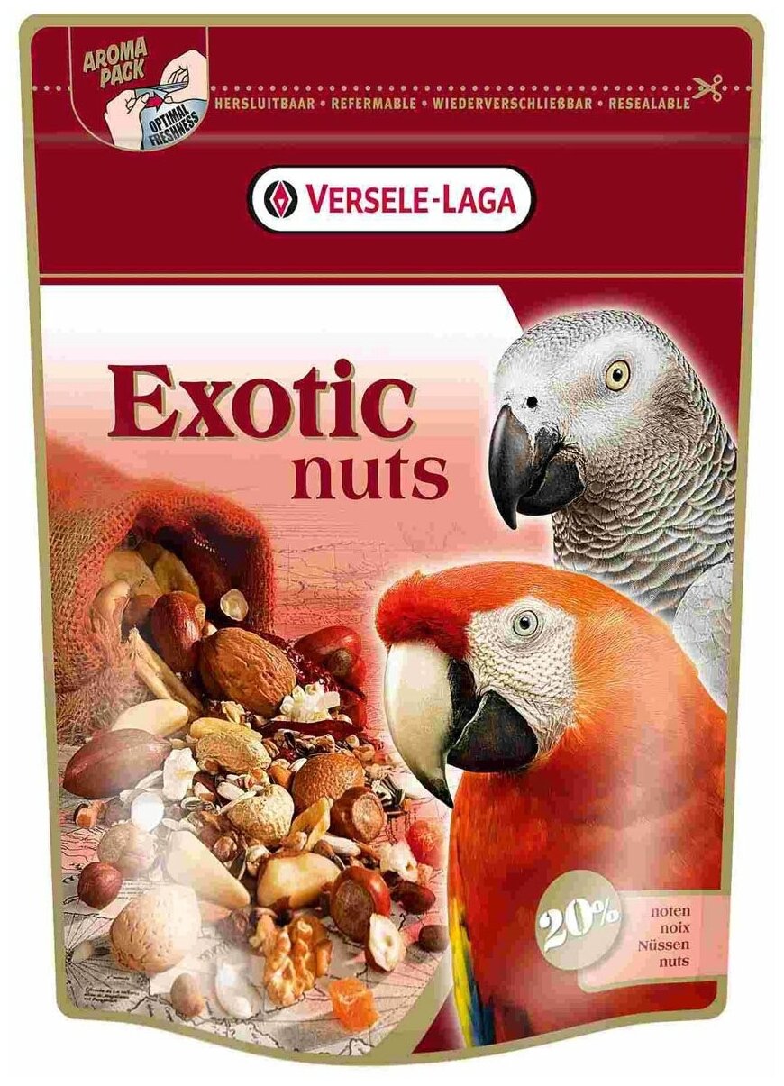 Основной корм Versele-Laga Exotic Nuts с орехами для крупных попугаев 750 г