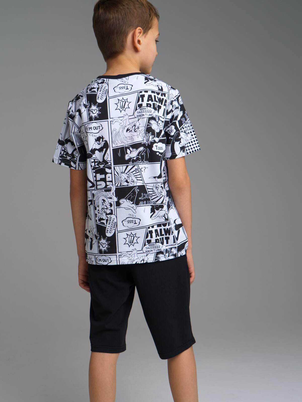 Купить комплект: футболка, шорты для мальчика PlayToday 32231616 черный, белый, 128, цены в Москве на СберМегаМаркет
