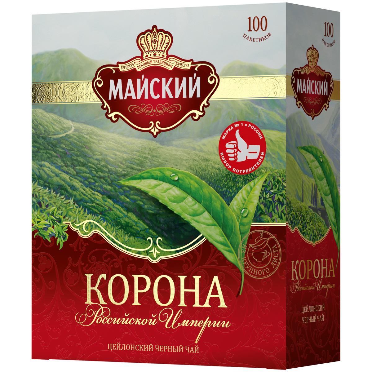 Чай черный Майский корона Российской Империи 100 пакетиков