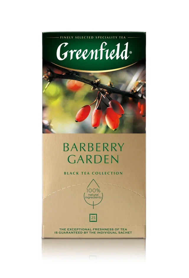 Чай чёрный Greenfield Barberry Garden. 25 пакетиков - купить в Мегамаркет Екб, цена на Мегамаркет