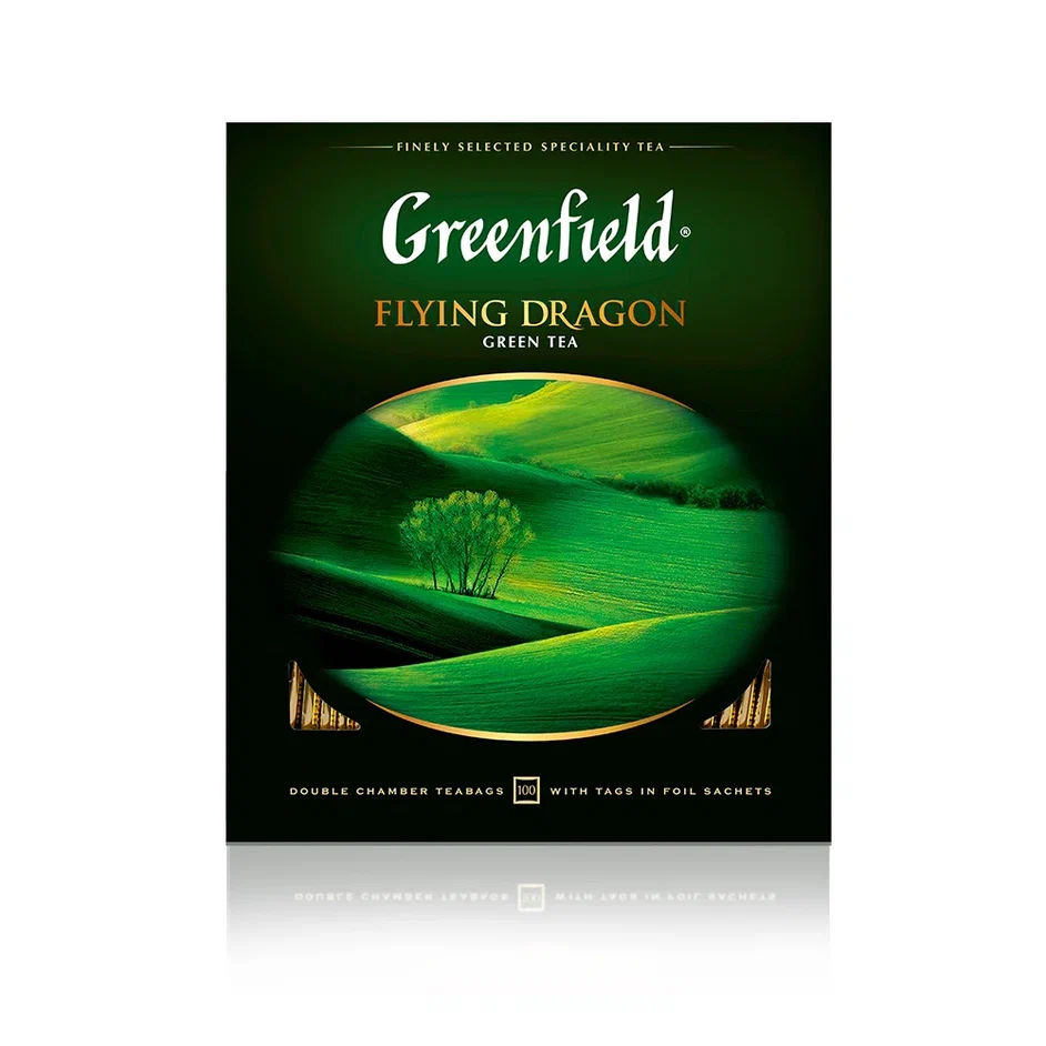 Чай зеленый Greenfield Flying Dragon, 100 пакетиков - купить в Лента - СберМаркет, цена на Мегамаркет