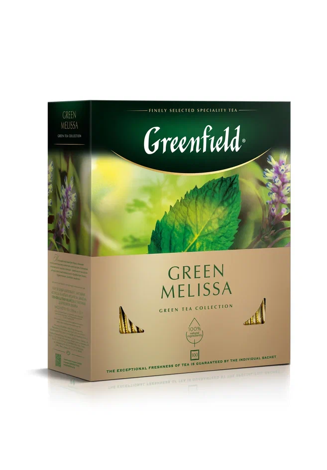 Чай зелёный Greenfield Green Melissa, 100 пакетиков - купить в Мегамаркет Москва Пушкино, цена на Мегамаркет
