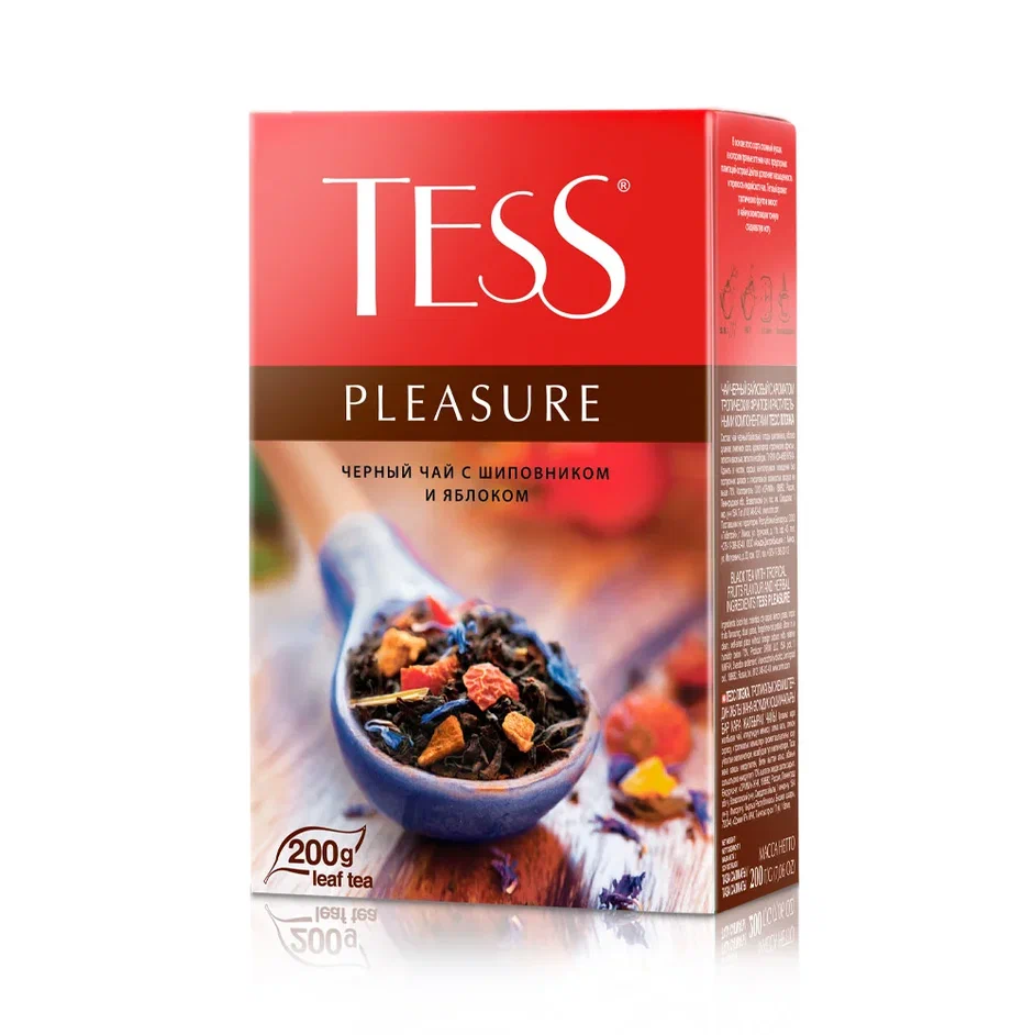 Чай чёрный Tess Pleasure, листовой, с шиповником и яблоком, 200 г - отзывы  покупателей на маркетплейсе Мегамаркет | Артикул: 100023256886