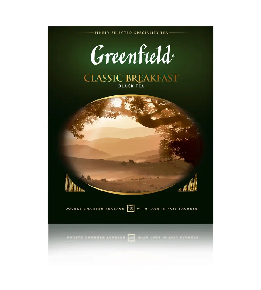Чай чёрный Greenfield Classic Breakfast, 100 пакетиков - купить в Мегамаркет РнД, цена на Мегамаркет