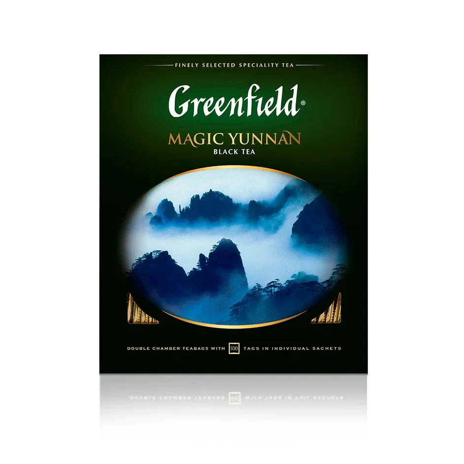 Чай чёрный Greenfield Magic Yunnan, 100 пакетиков - купить в Мегамаркет Москва Пушкино, цена на Мегамаркет