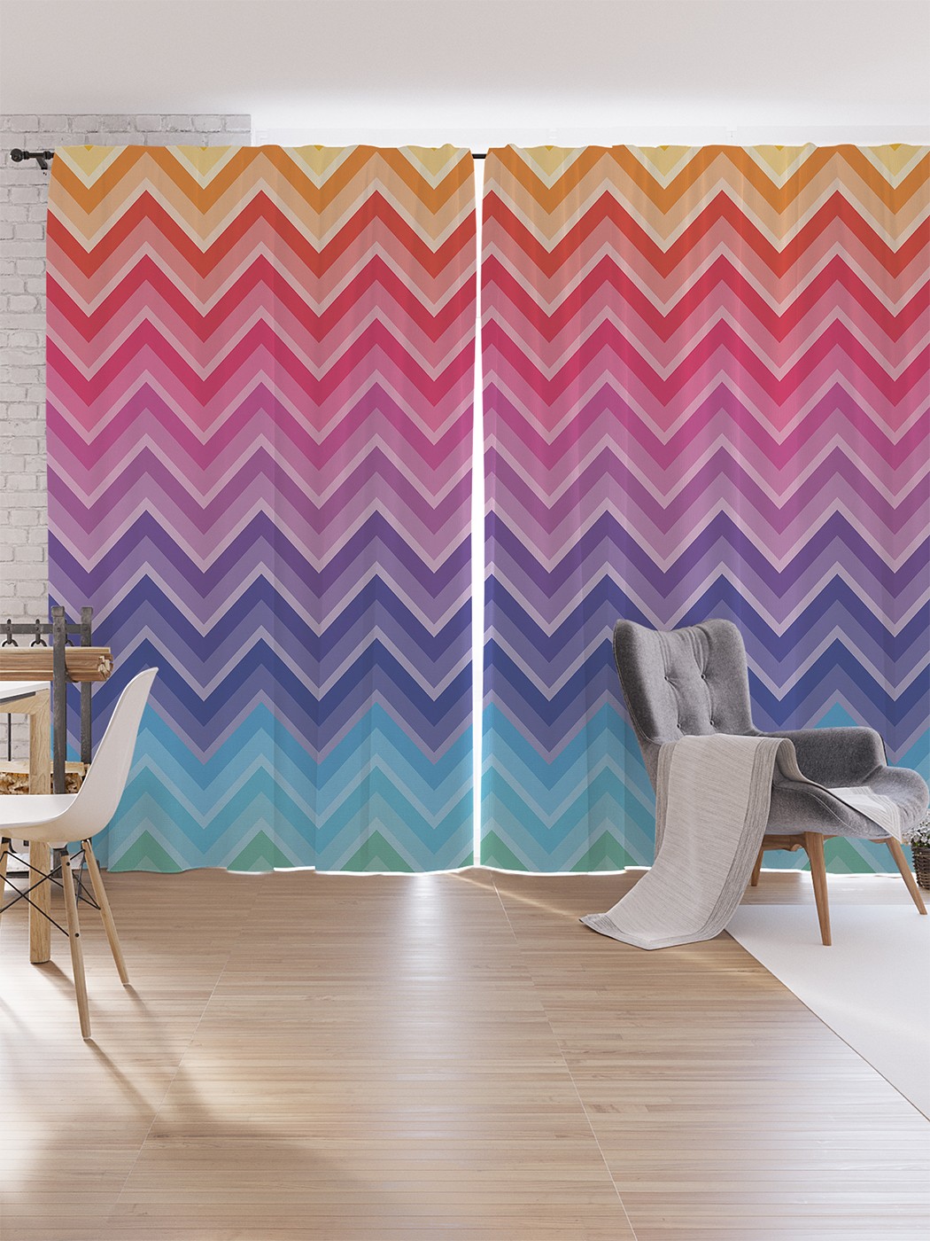 Радужный зигзаг. Радужный зигзаг. Тюль с перьями. Радужный зигзаг. Радужный зигзаг.