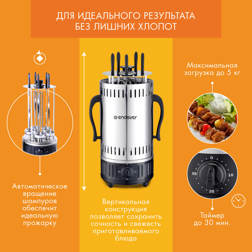 Электрошашлычница Endever Grillmaster 290 - отзывы покупателей на  маркетплейсе Мегамаркет | Артикул: 100023671739