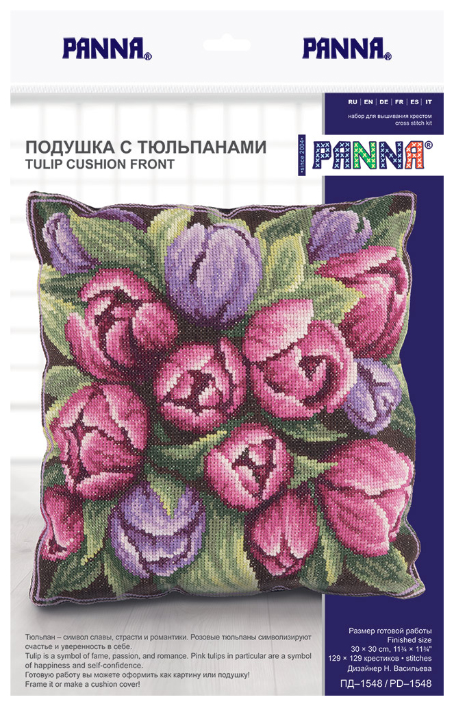 Набор для вышивания крестом PANNA Подушка с тюльпанами PD-1548 30x30 см