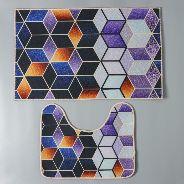 Набор ковриков для ванны и туалета Доляна «Бурлеск», 2 шт: 50x80, 50x40 ...