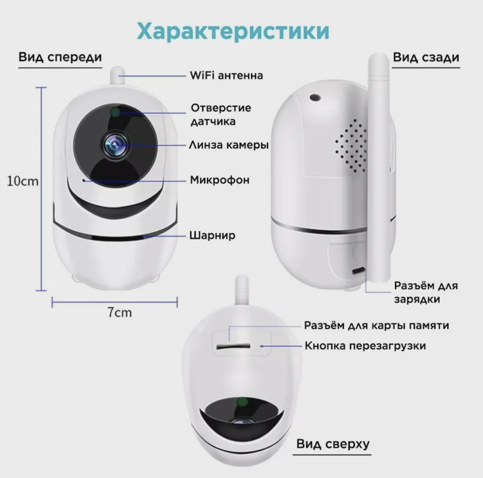 Видеокамера Smart IP-Camera 360 wi-fi Обзор 360, ночная съемка, датчик  движения - купить в Москве, цены на Мегамаркет | 600006161125