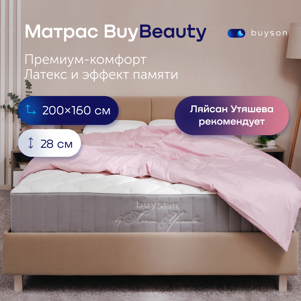 Матрас buyson BuyBeauty, независимые пружины, 160х200 см - купить в buyson.ru Россия, цена на Мегамаркет