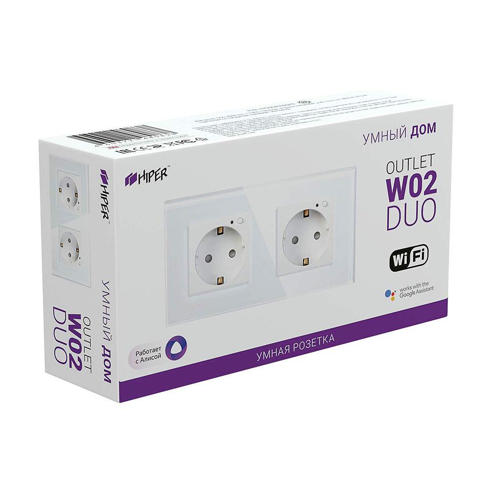 Умная розетка HIPER IoT Outlet W02 Duo (White)