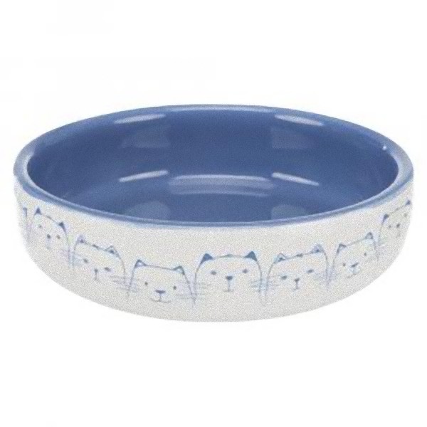 Одинарная миска для кошек TRIXIE, керамика, белый, голубой, 0.3 л