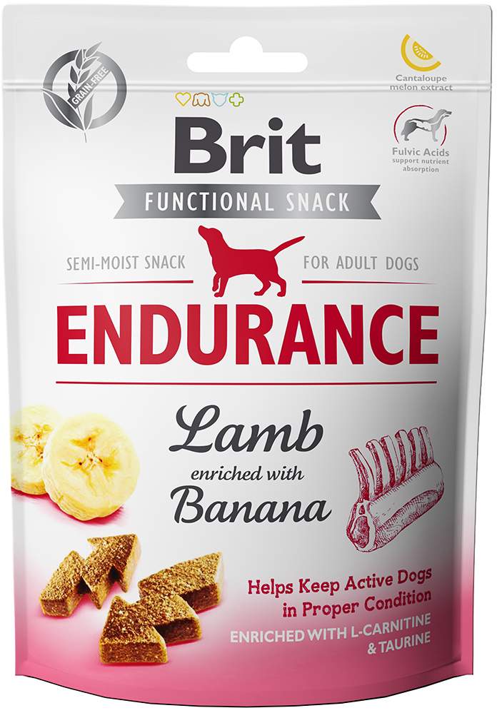 Лакомство для собак Brit Care Dog Functional Snack Edurance ягненок, банан, 150г