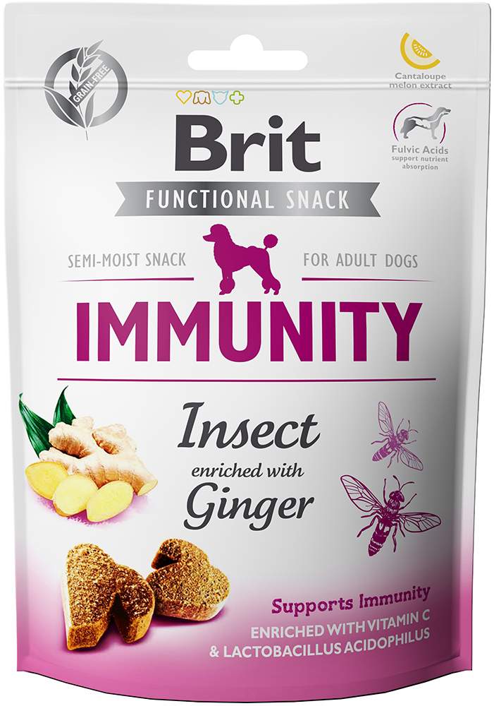 Лакомство для собак Brit Care Dog Functional Snack Immunity Insect насекомые, имбирь, 150г