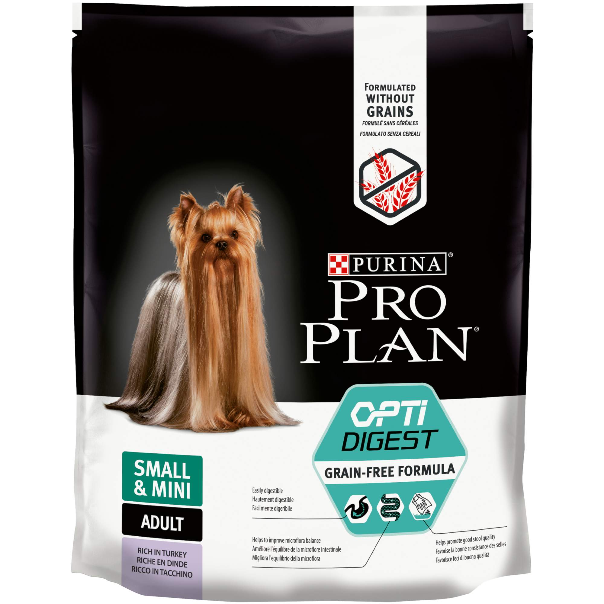 Сухой корм для собак PRO PLAN OptiDigest Small & Mini Adult Grain Free, индейка, 0,7кг