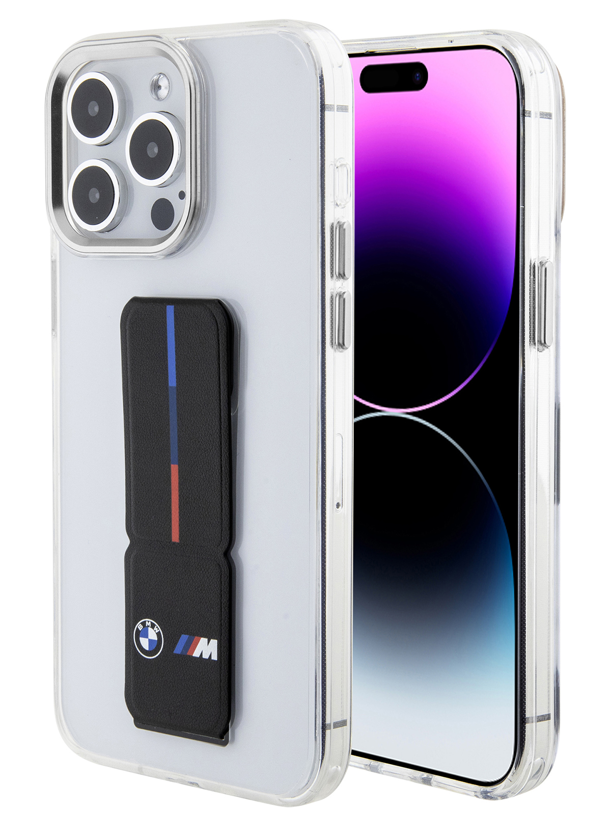 Чехол BMW для iPhone 15 Pro Max с функцией подставки и принтом Tricolor,  прозрачный, купить в Москве, цены в интернет-магазинах на Мегамаркет