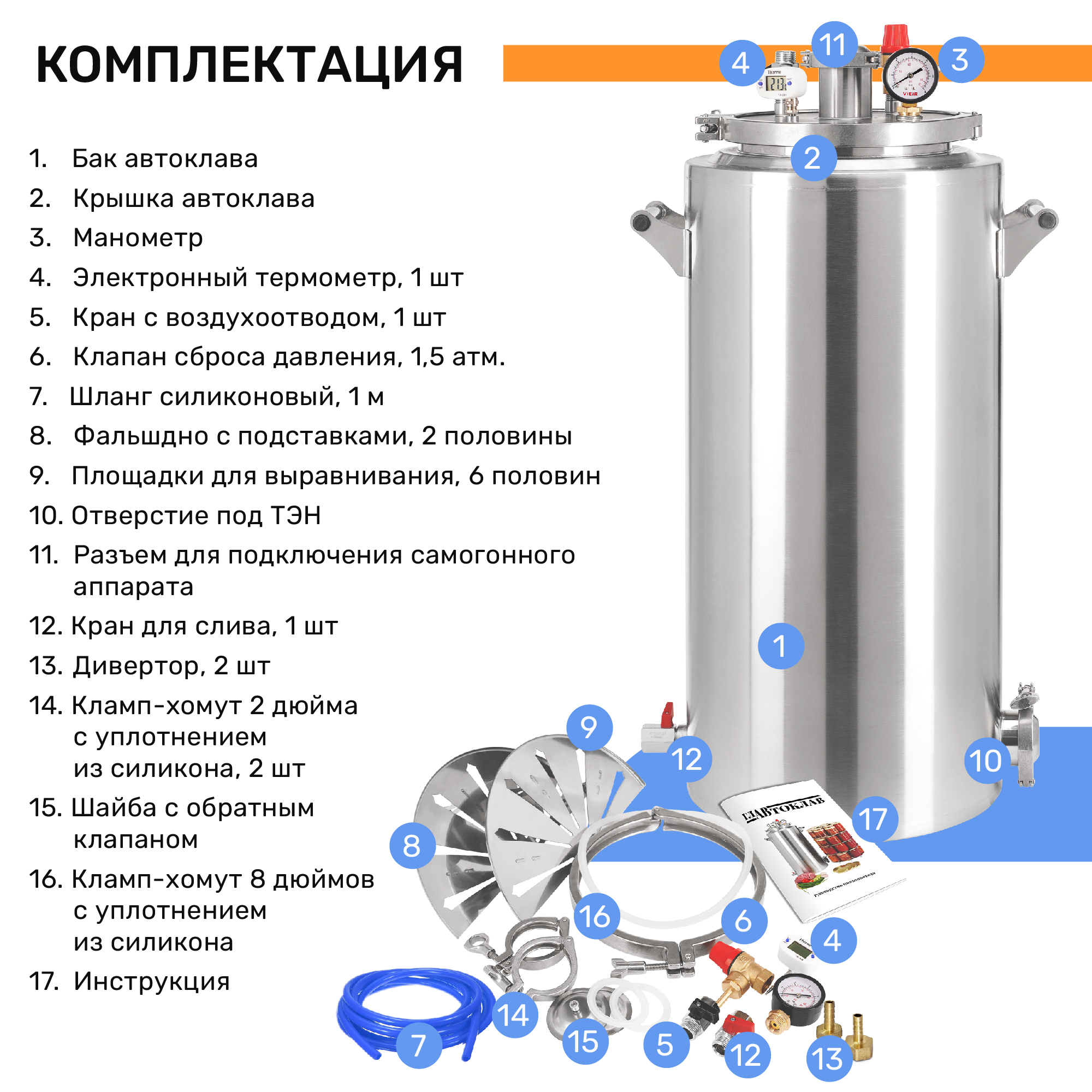 Автоклав ГлавАвтоклав, ГрадусОк, ГЛ-АВ-43, 43 литра - купить в Москве, цены  на Мегамаркет | 600013353657