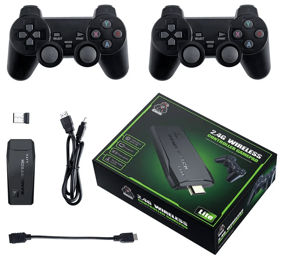 Игровая приставка Game Stick 4K, консоль 8-16-32bit, беспроводные джойстики  - купить в ИП Теин Виталий Александрович, цена на Мегамаркет